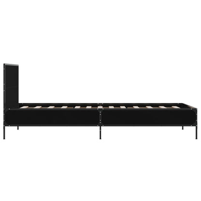 Giroletto Nero 90x200 cm in Legno Multistrato e Metallo - homemem39