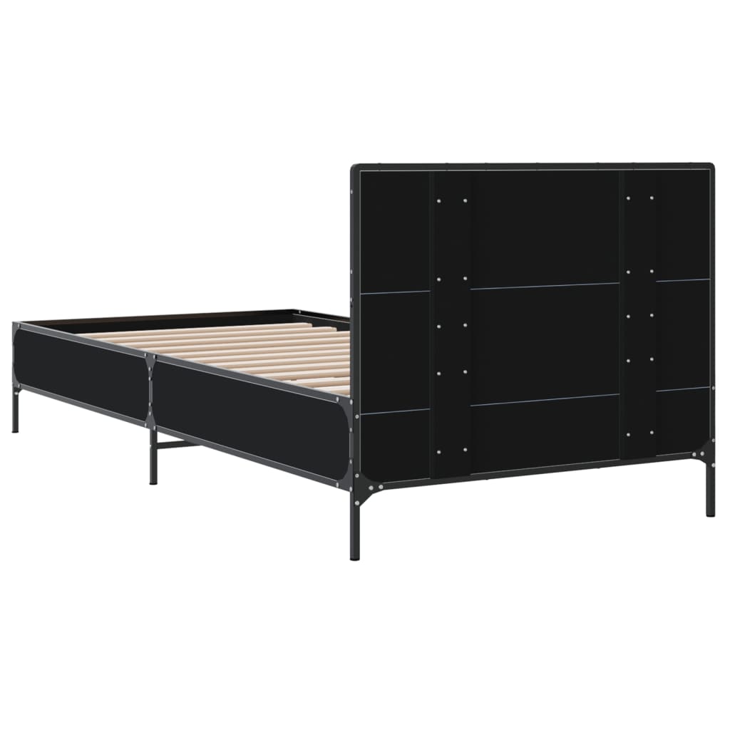 Giroletto Nero 90x200 cm in Legno Multistrato e Metallo | homemem39