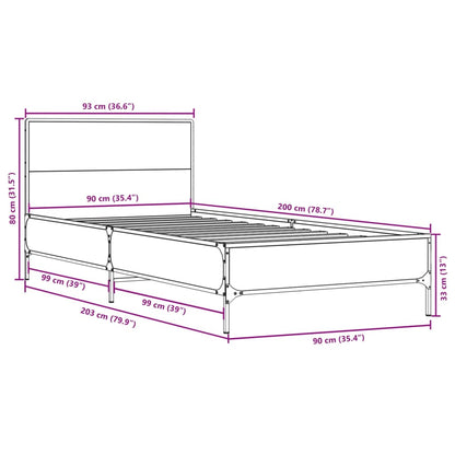 Giroletto Nero 90x200 cm in Legno Multistrato e Metallo | homemem39
