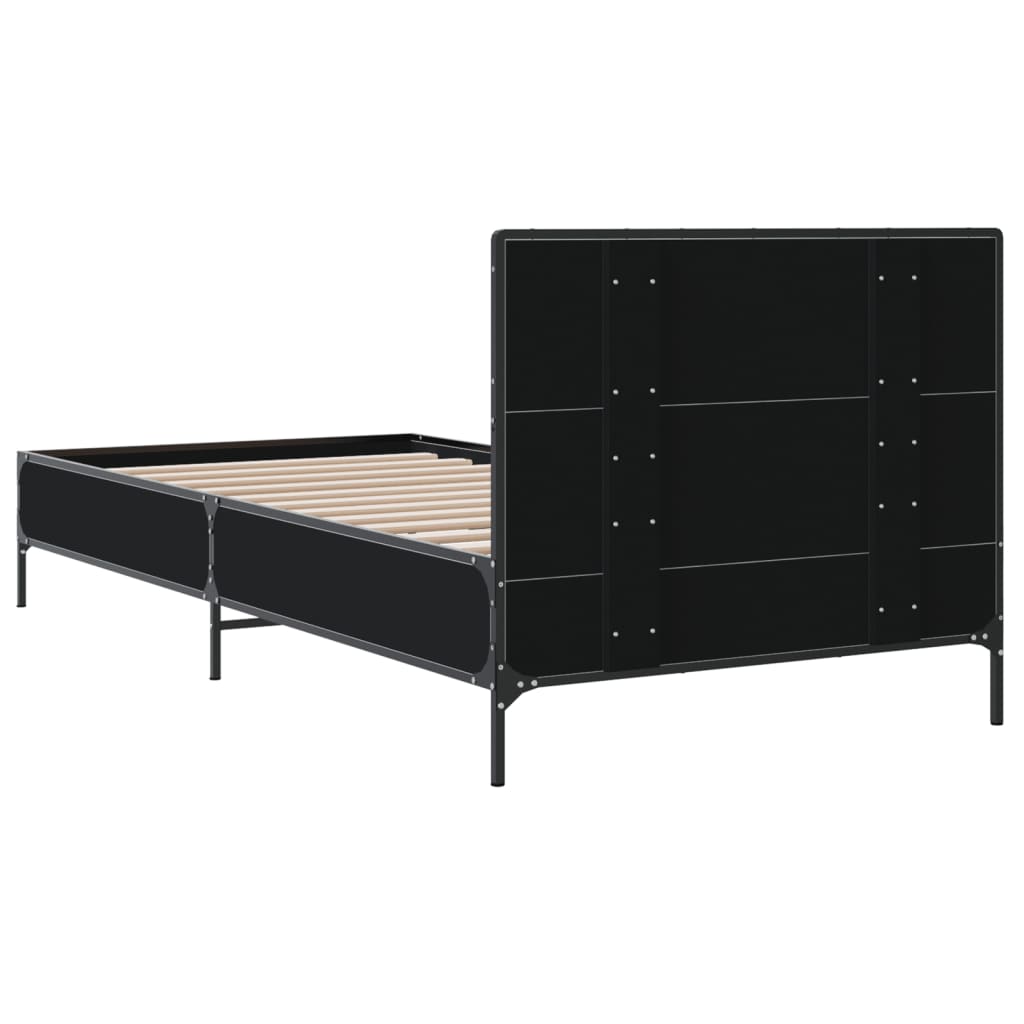 Giroletto Nero 100x200 cm in Legno Multistrato e Metallo | homemem39