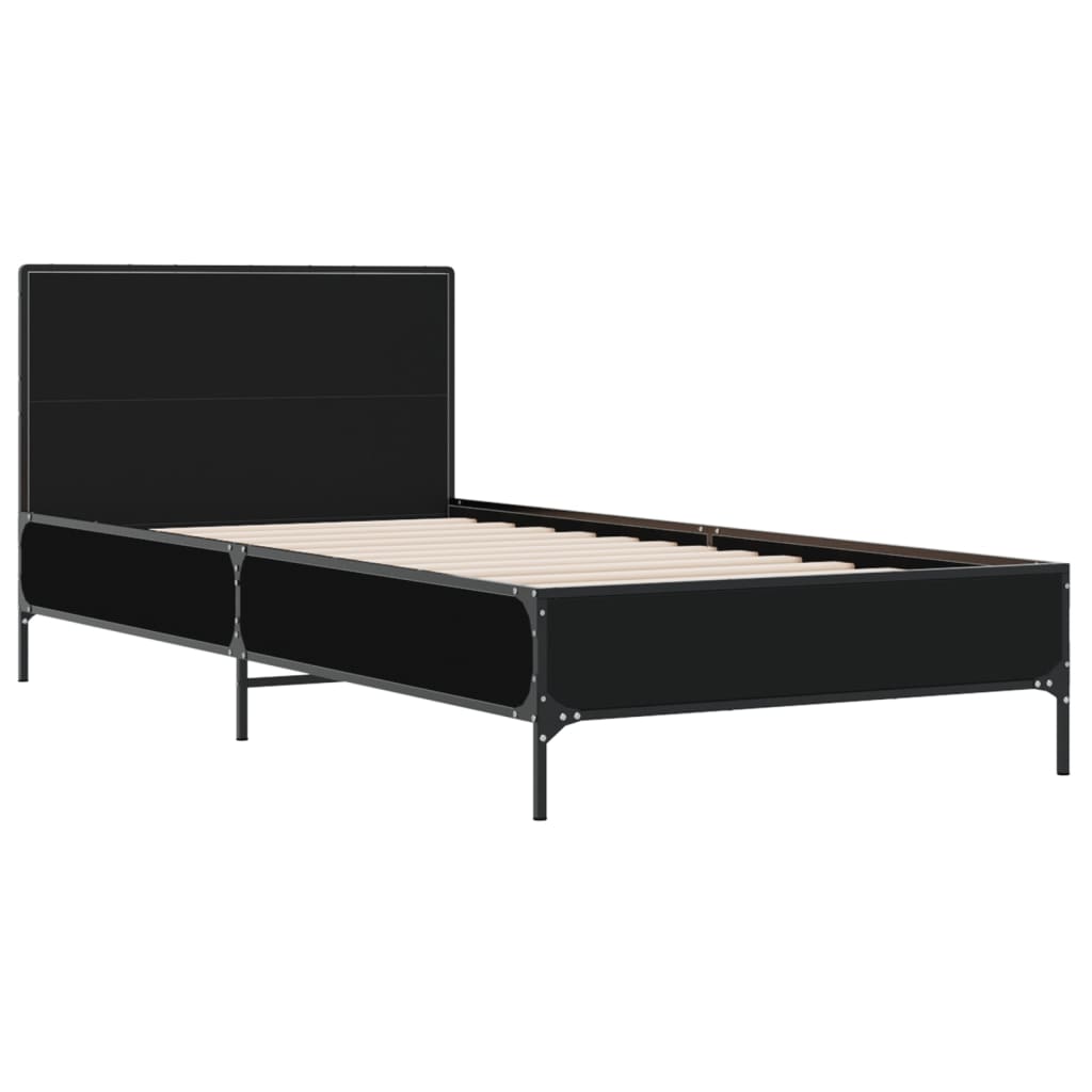 Giroletto Nero 75x190 cm in Legno Multistrato e Metallo | homemem39