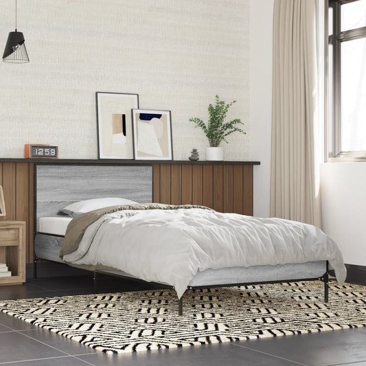 Giroletto Grigio Sonoma 75x190cm in Legno Multistrato e Metallo | homemem39