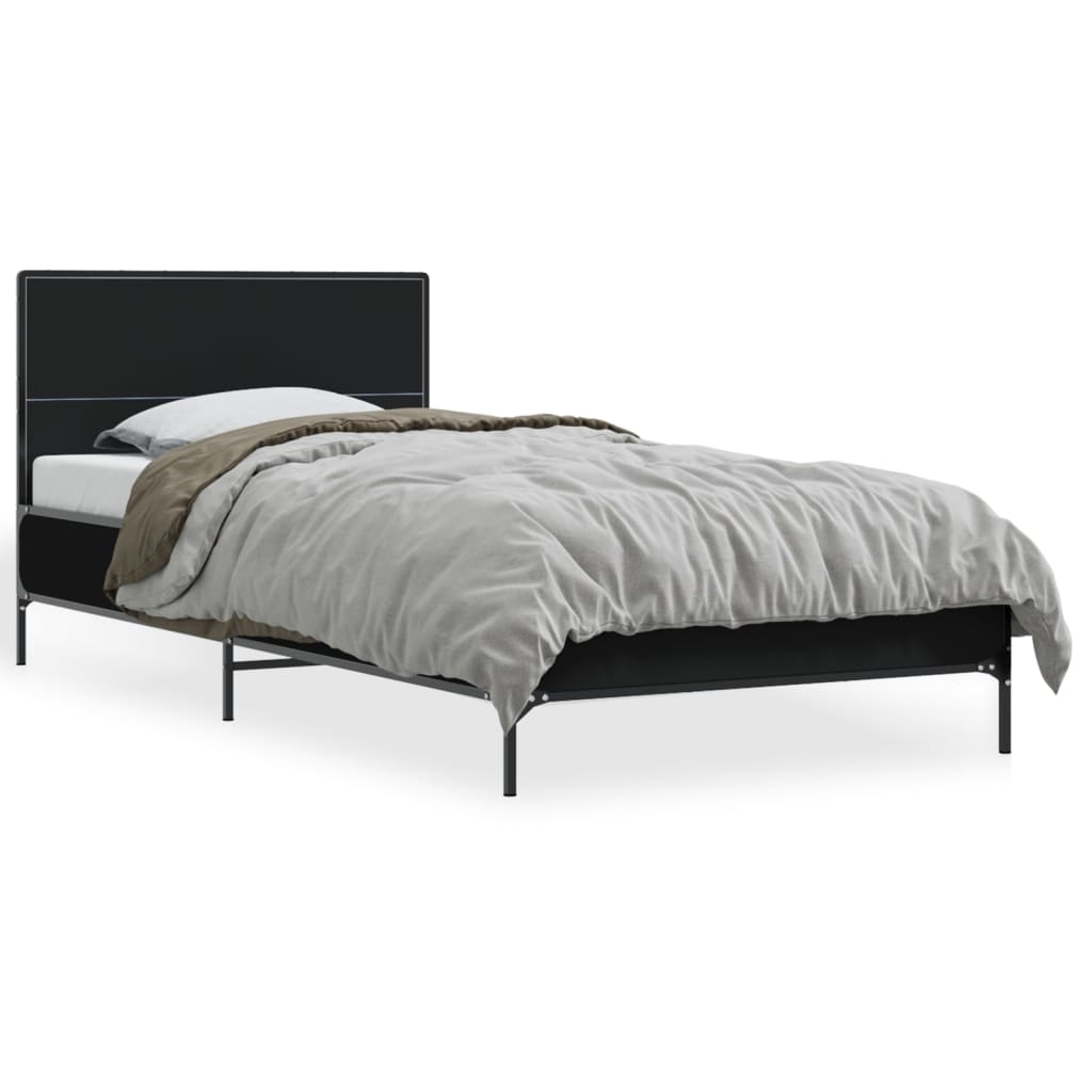 Giroletto Nero 90x190 cm in Legno Multistrato e Metallo | homemem39