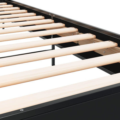 Giroletto Nero 90x190 cm in Legno Multistrato e Metallo - homemem39