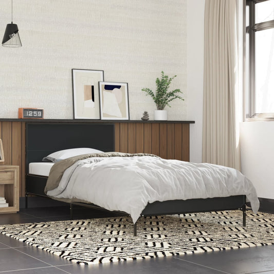 Giroletto Nero 90x190 cm in Legno Multistrato e Metallo | homemem39