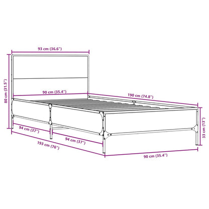 Giroletto Rovere Fumo 90x190 cm in Legno Multistrato e Metallo | homemem39
