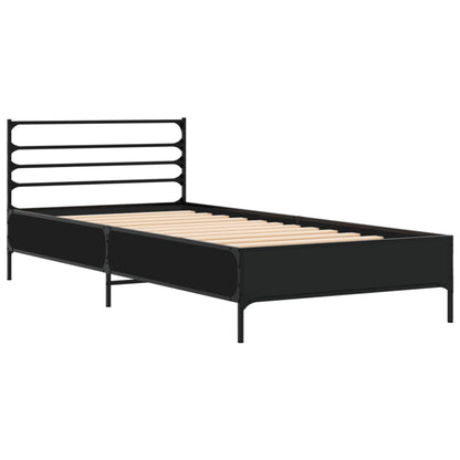 Giroletto Nero 90x200 cm in Legno Multistrato e Metallo | homemem39