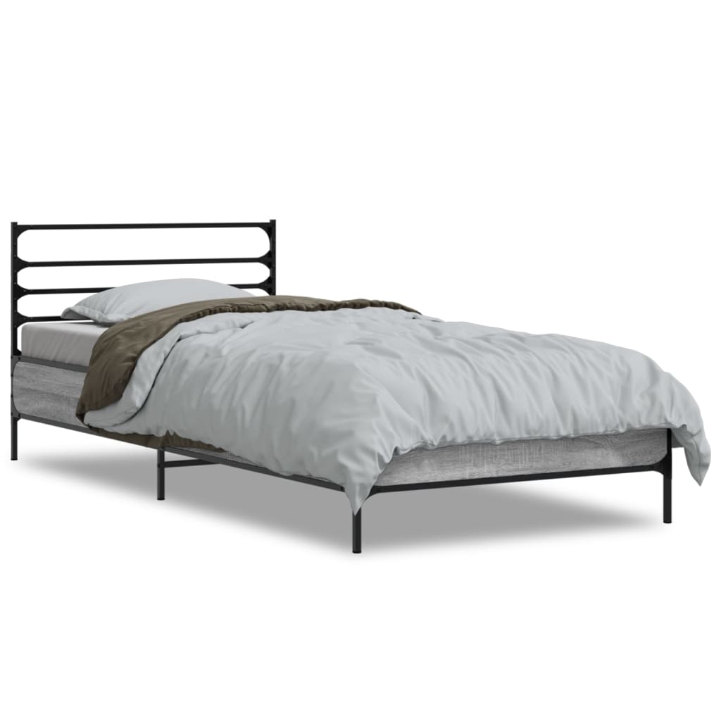 Giroletto Grigio Sonoma 90x200 cm Legno Multistrato e Metallo | homemem39