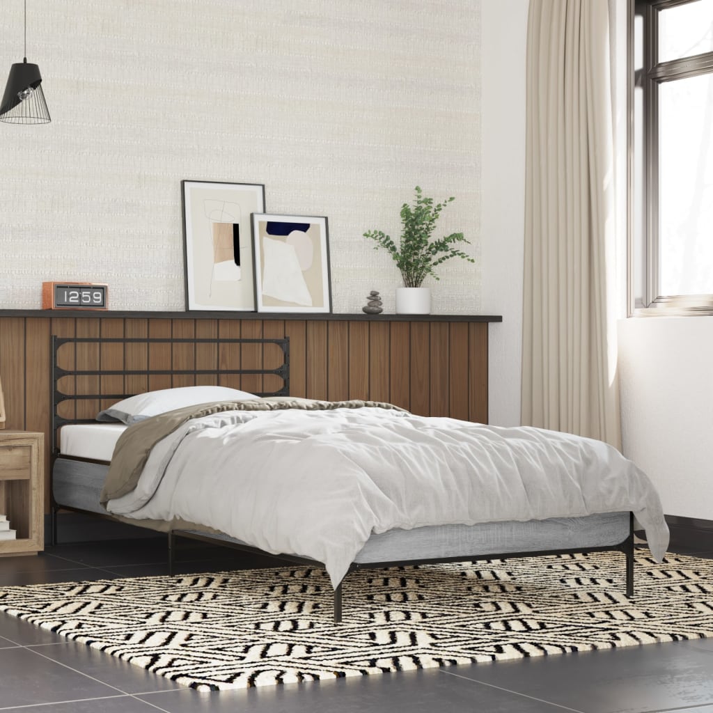 Giroletto Grigio Sonoma 90x200 cm Legno Multistrato e Metallo | homemem39