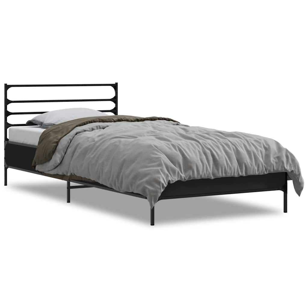 Giroletto Nero 100x200 cm in Legno Multistrato e Metallo | homemem39