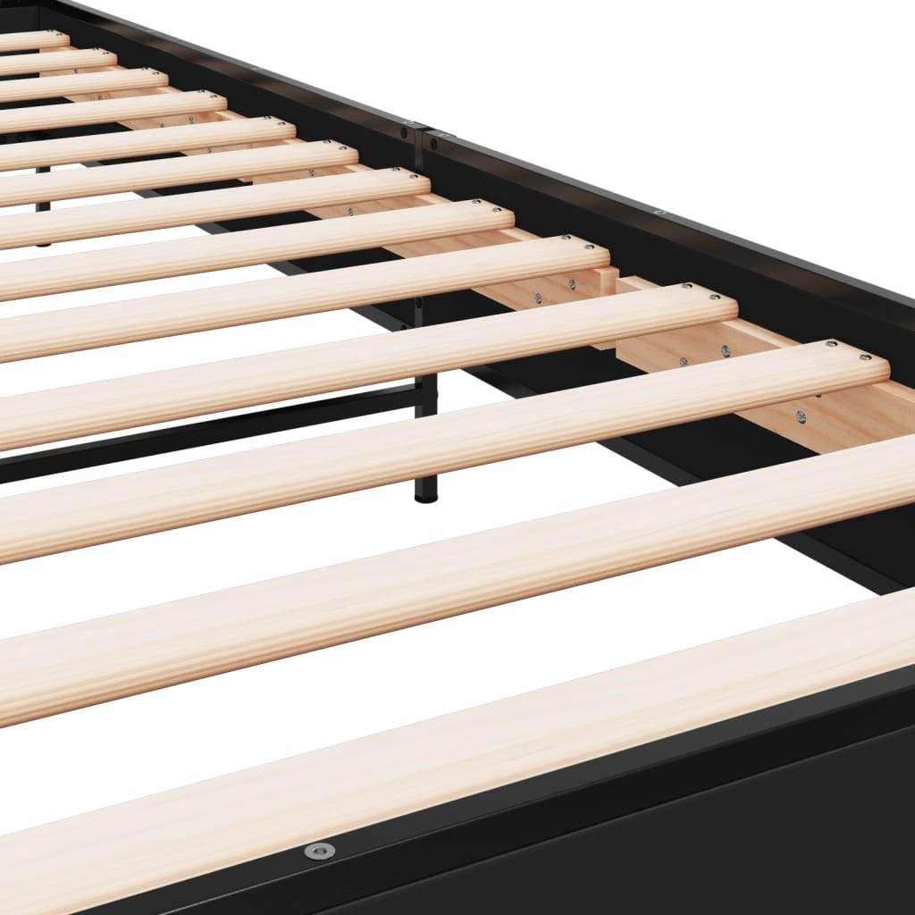 Giroletto Nero 100x200 cm in Legno Multistrato e Metallo - homemem39