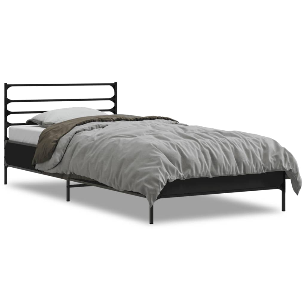 Giroletto Nero 75x190 cm in Legno Multistrato e Metallo | homemem39