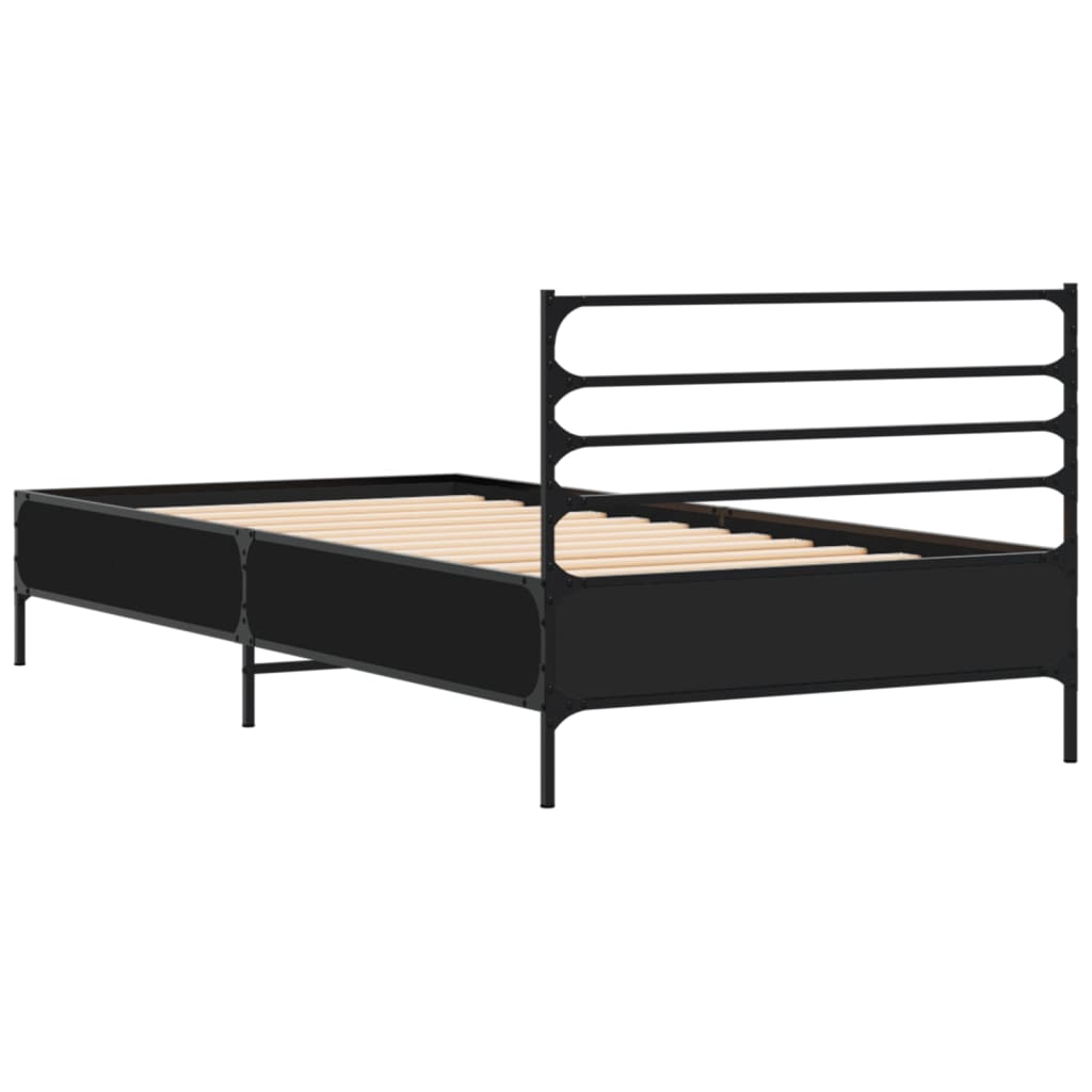 Giroletto Nero 75x190 cm in Legno Multistrato e Metallo | homemem39