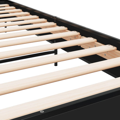 Giroletto Nero 75x190 cm in Legno Multistrato e Metallo - homemem39