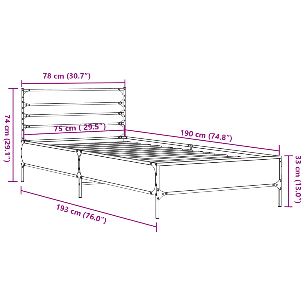 Giroletto Nero 75x190 cm in Legno Multistrato e Metallo | homemem39