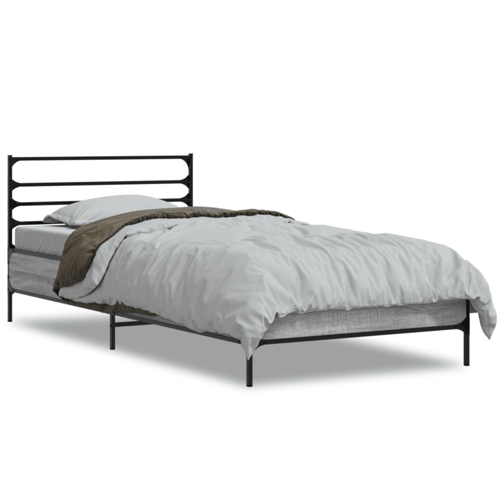 Giroletto Grigio Sonoma 75x190cm in Legno Multistrato e Metallo | homemem39