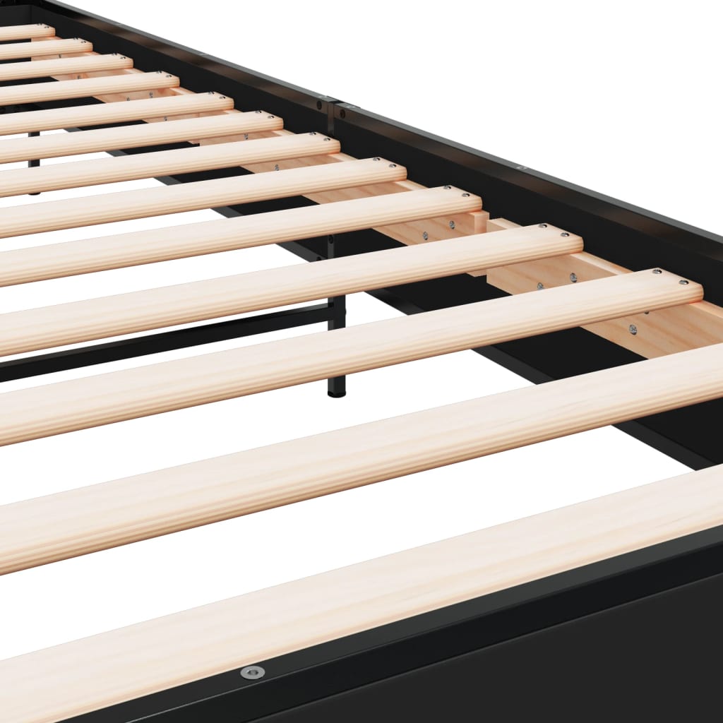 Giroletto Nero 90x190 cm in Legno Multistrato e Metallo - homemem39