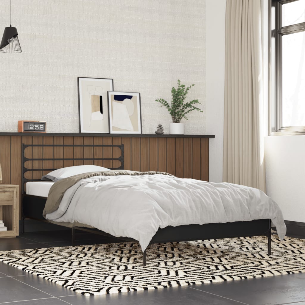 Giroletto Nero 90x190 cm in Legno Multistrato e Metallo | homemem39