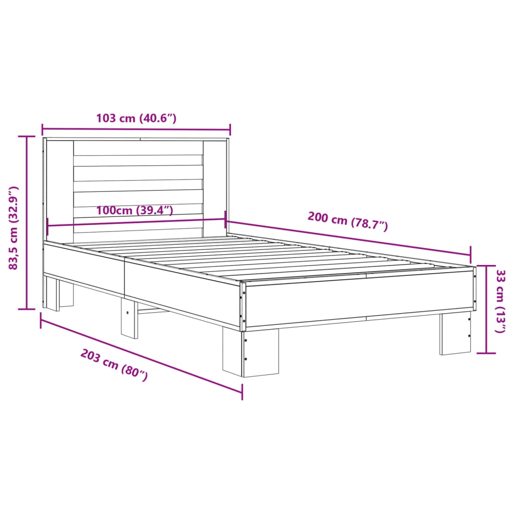 Giroletto Grigio Sonoma 100x200 cm Legno Multistrato e Metallo | homemem39