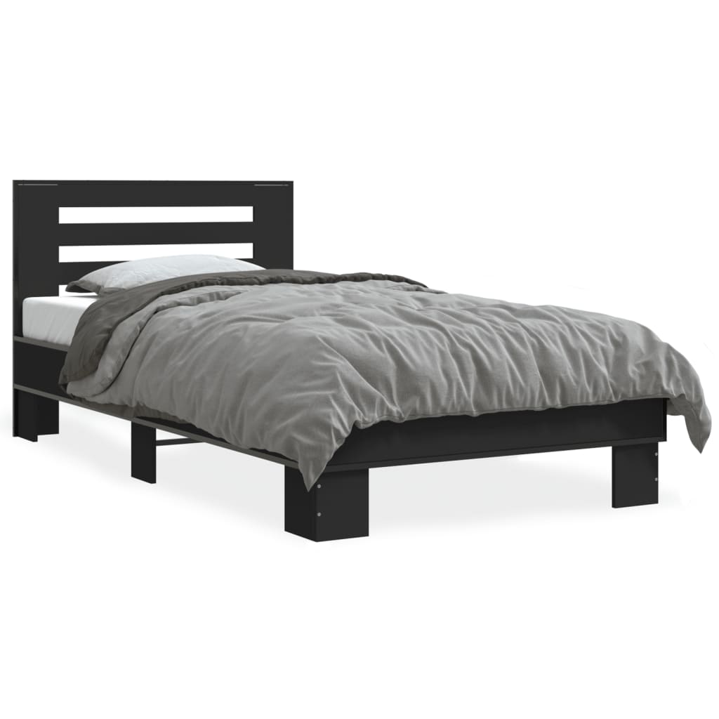 Giroletto Nero 75x190 cm in Legno Multistrato e Metallo | homemem39