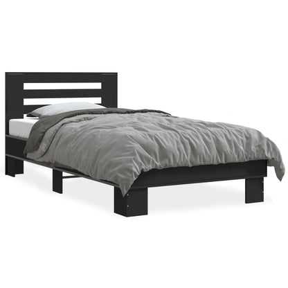 Giroletto Nero 75x190 cm in Legno Multistrato e Metallo | homemem39