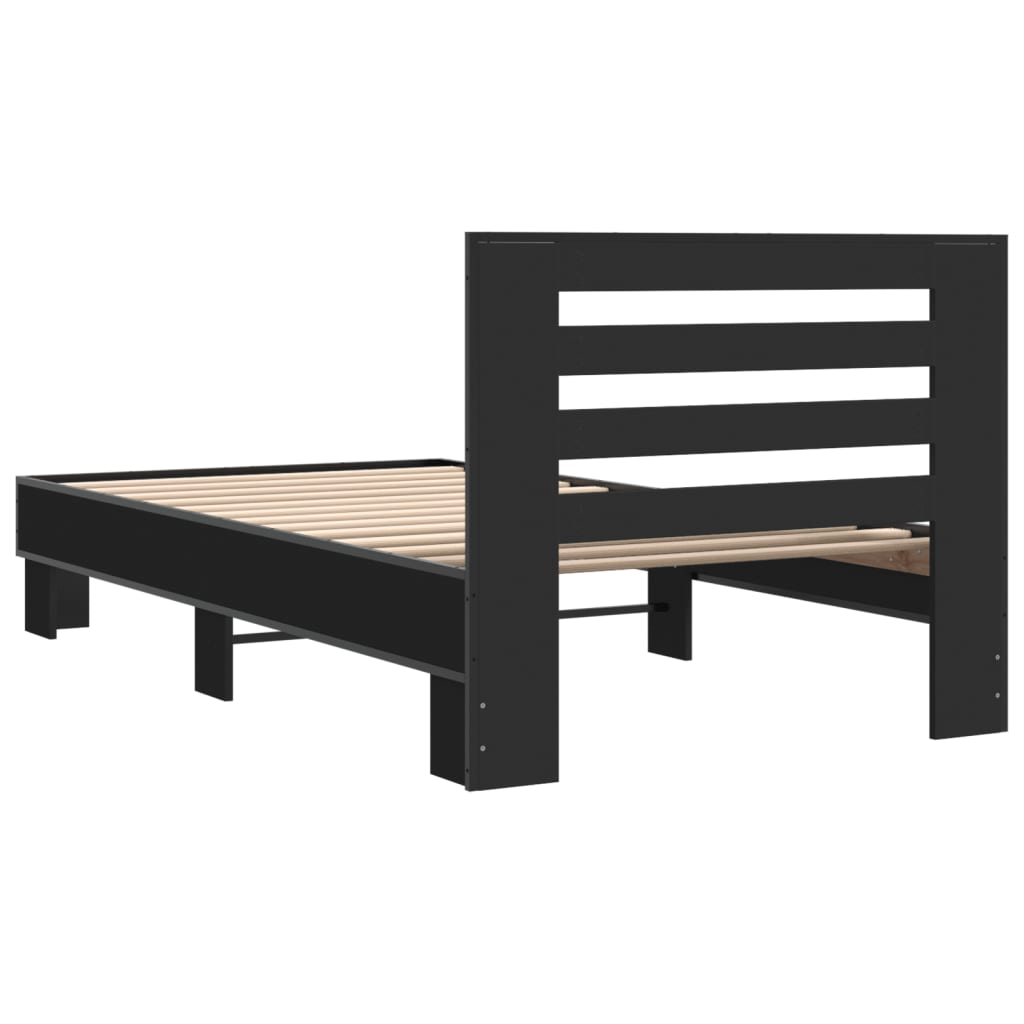 Giroletto Nero 75x190 cm in Legno Multistrato e Metallo | homemem39