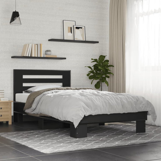 Giroletto Nero 75x190 cm in Legno Multistrato e Metallo | homemem39