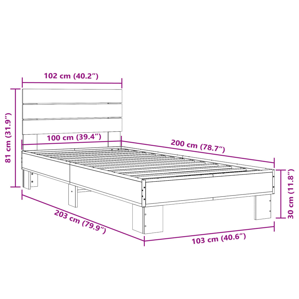 Giroletto Rovere Marrone 100x200 cm Legno Multistrato e Metallo | homemem39