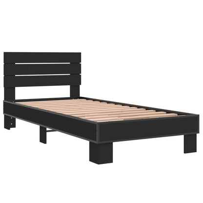 Giroletto Nero 90x200 cm in Legno Multistrato e Metallo | homemem39