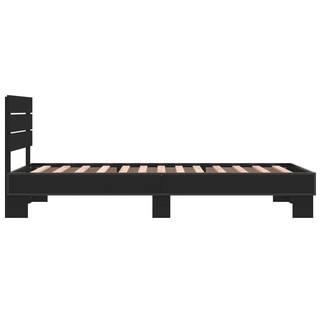 Giroletto Nero 90x200 cm in Legno Multistrato e Metallo | homemem39