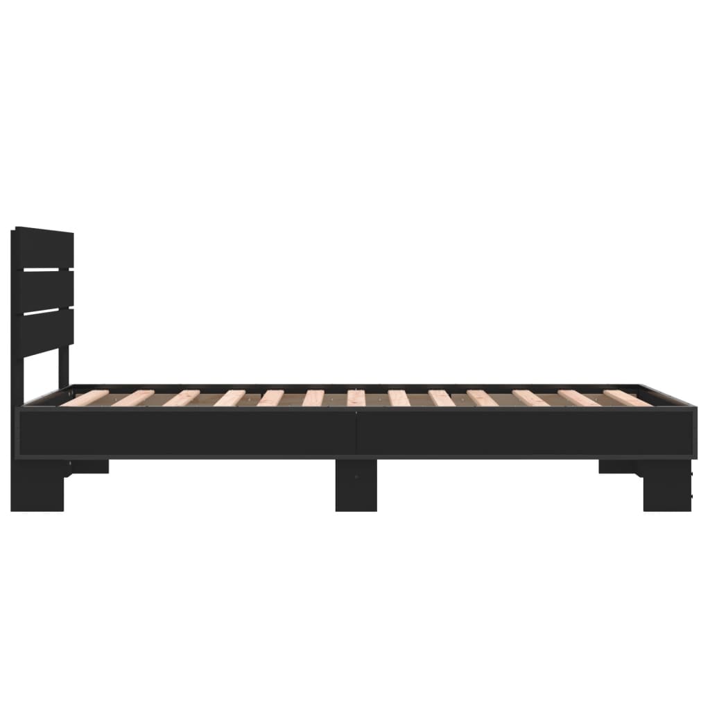Giroletto Nero 75x190 cm in Legno Multistrato e Metallo | homemem39