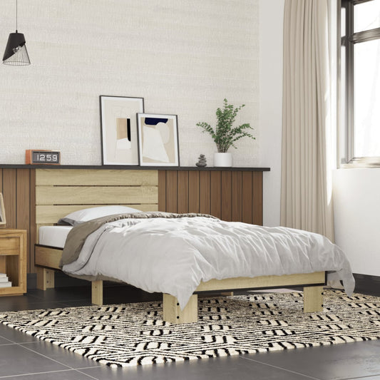 Giroletto Rovere Sonoma 90x190cm in Legno Multistrato e Metallo | homemem39