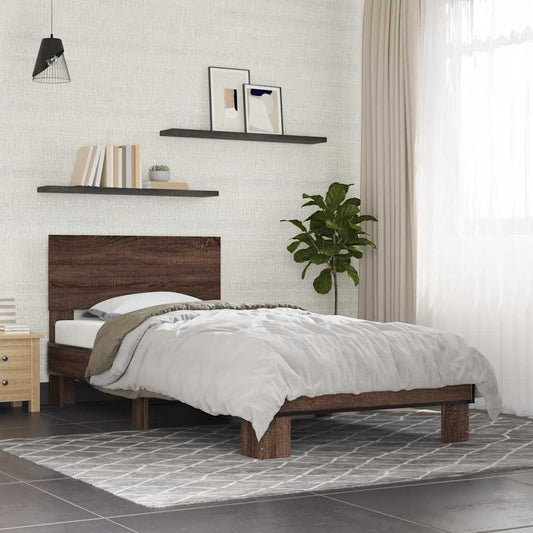 Giroletto Rovere Marrone 90x200 cm Legno Multistrato e Metallo | homemem39