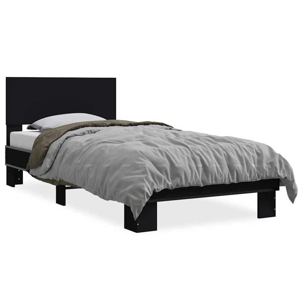 Giroletto Nero 75x190 cm in Legno Multistrato e Metallo | homemem39