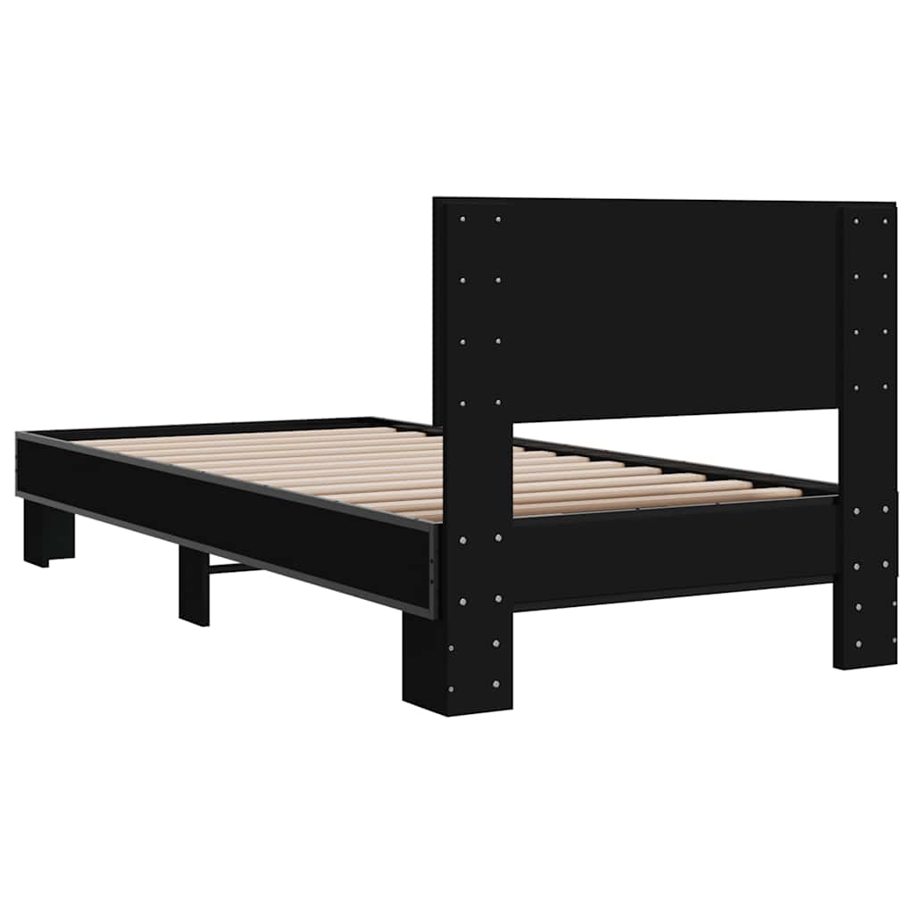 Giroletto Nero 75x190 cm in Legno Multistrato e Metallo | homemem39