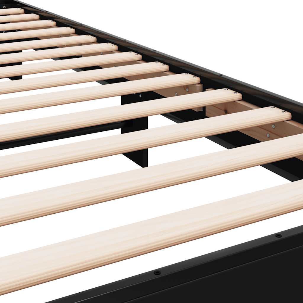 Giroletto Nero 75x190 cm in Legno Multistrato e Metallo - homemem39