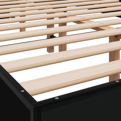 Giroletto Nero 140x200 cm in Legno Multistrato e Metallo | homemem39