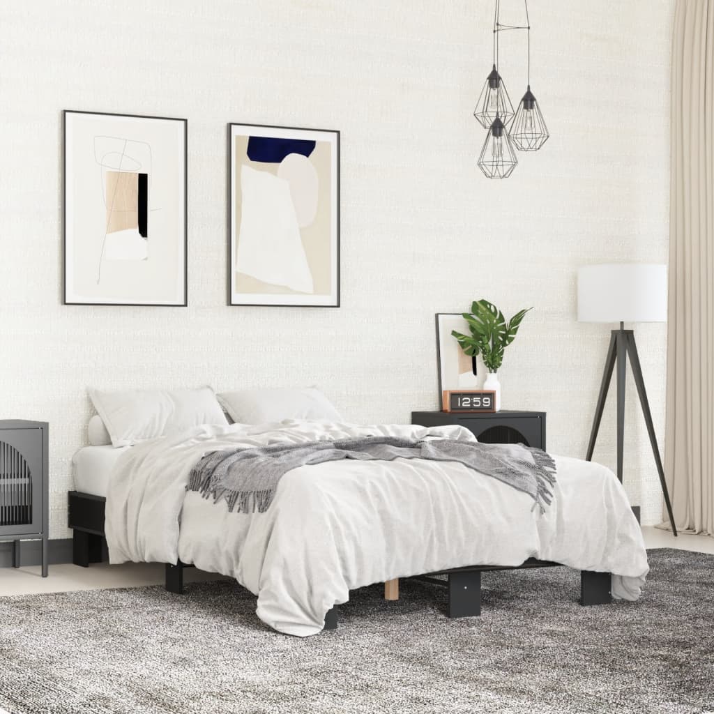 Giroletto Nero 140x200 cm in Legno Multistrato e Metallo | homemem39
