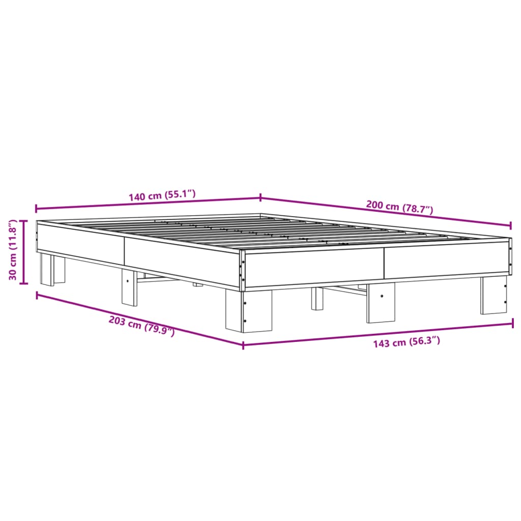 Giroletto Grigio Sonoma 140x200 cm in Legno Multistrato Metallo | homemem39