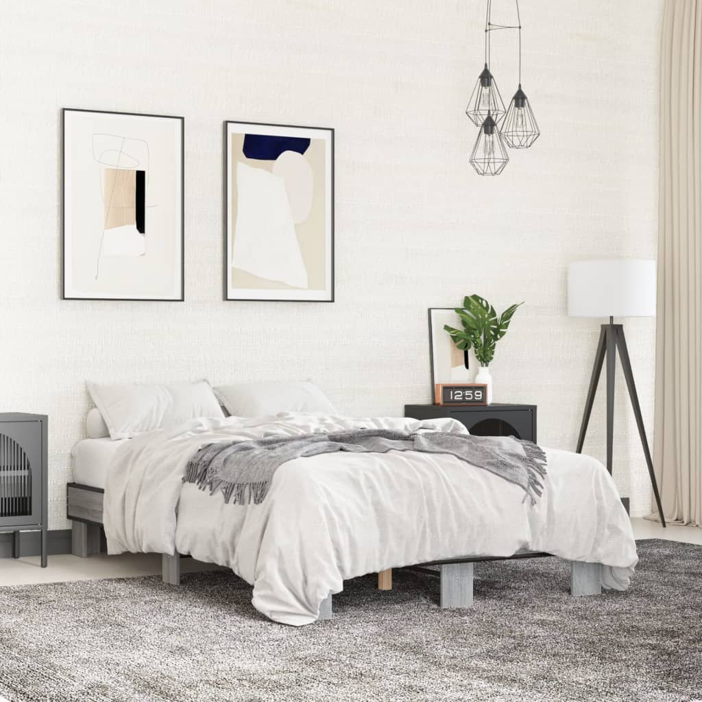Giroletto Grigio Sonoma 140x200 cm in Legno Multistrato Metallo | homemem39