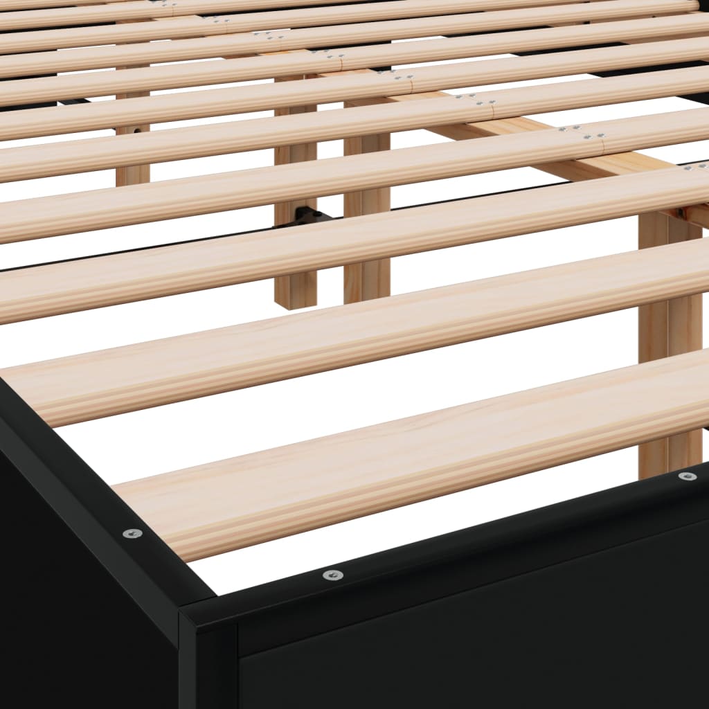 Giroletto Nero 120x200 cm in Legno Multistrato e Metallo | homemem39
