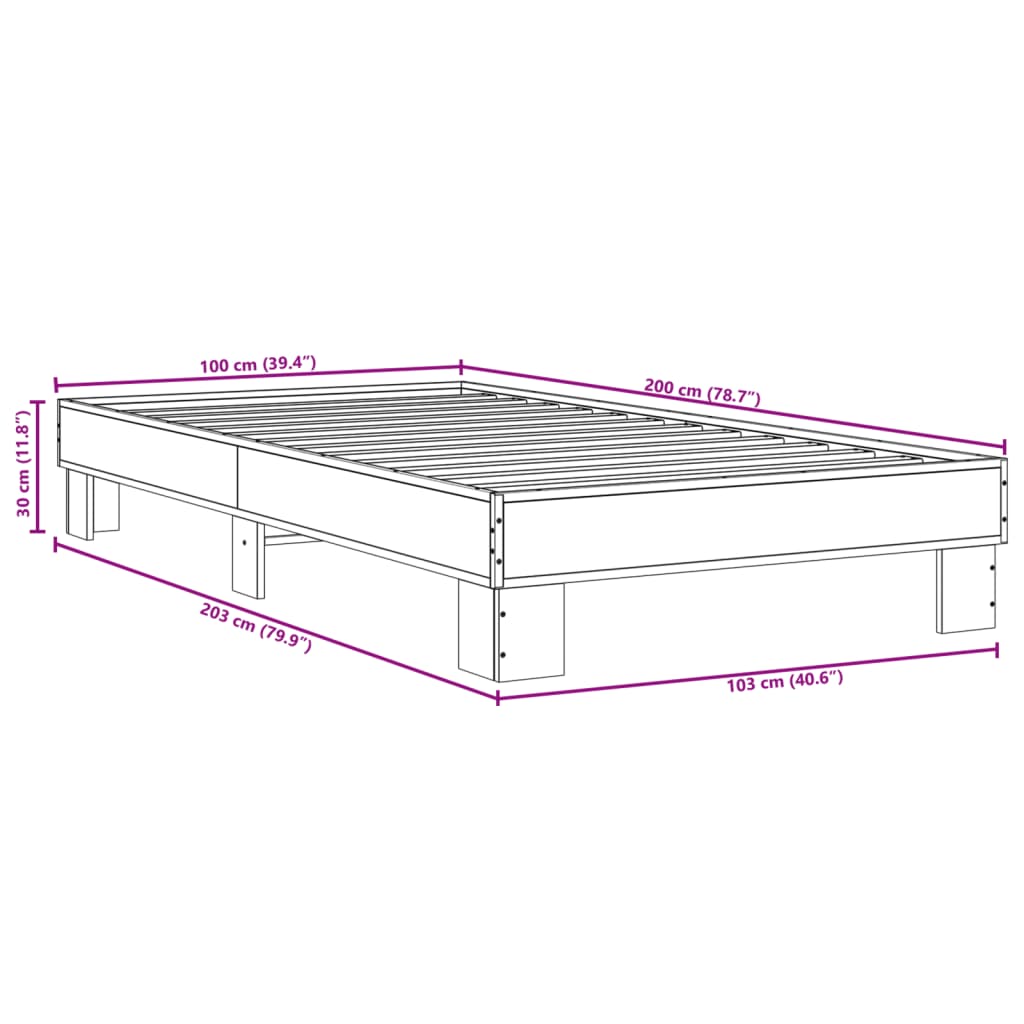 Giroletto Rovere Marrone 100x200 cm Legno Multistrato e Metallo | homemem39