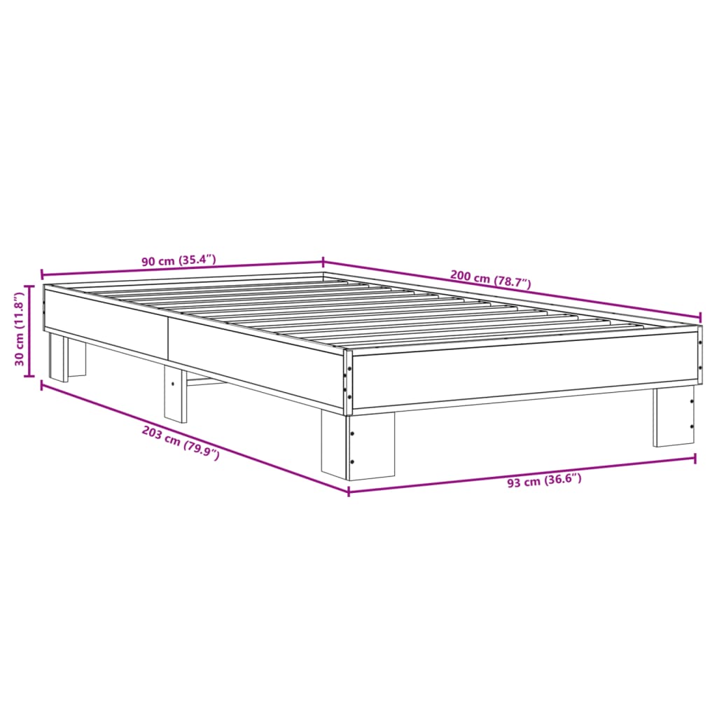 Giroletto Nero 90x200 cm in Legno Multistrato e Metallo | homemem39