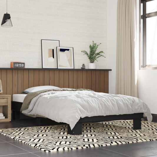 Giroletto Nero 90x200 cm in Legno Multistrato e Metallo | homemem39