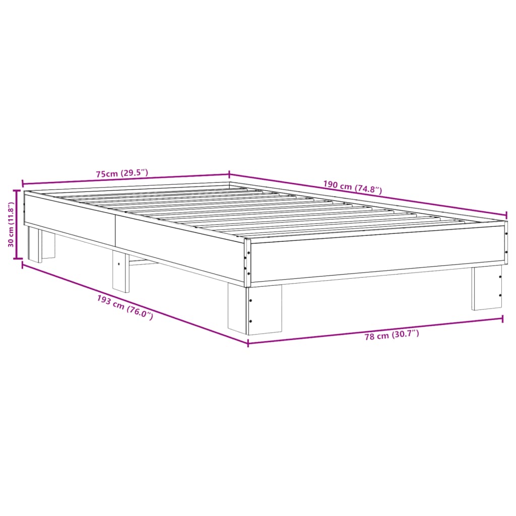 Giroletto Nero 75x190 cm in Legno Multistrato e Metallo | homemem39