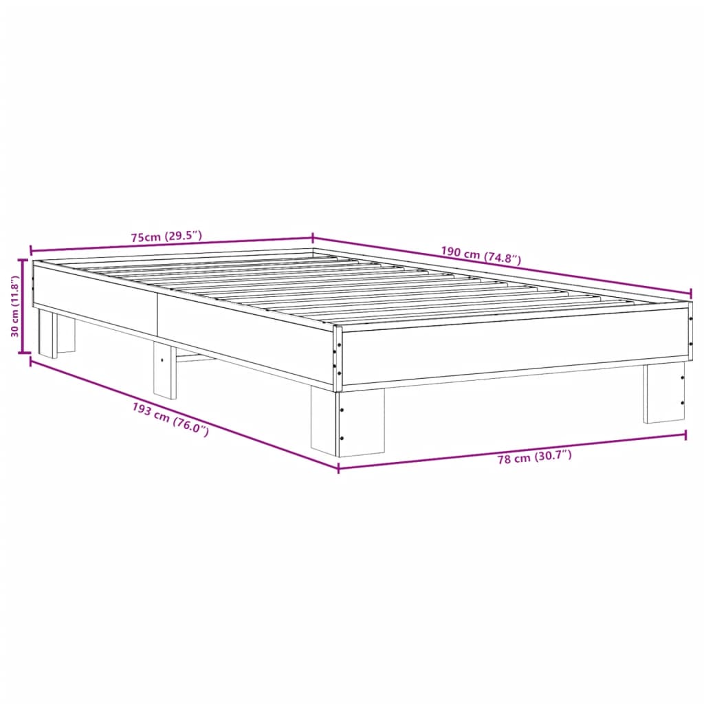 Giroletto Grigio Sonoma 75x190cm in Legno Multistrato e Metallo | homemem39