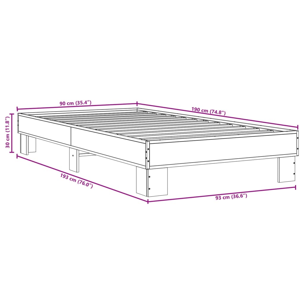 Giroletto Rovere Marrone 90x190 cm Legno Multistrato e Metallo | homemem39
