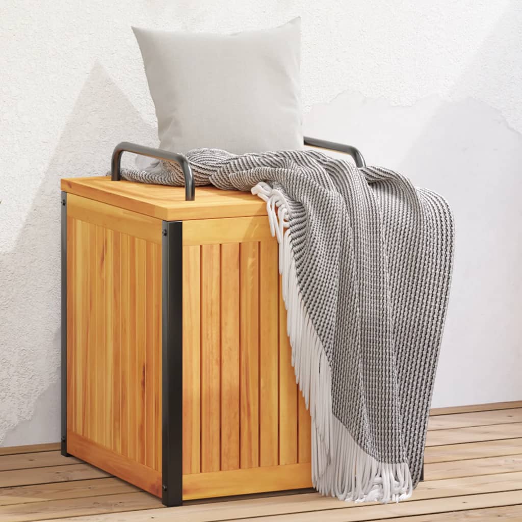 Cassa da Esterno per Cuscini 45x45x45/53cm in Legno e Acciaio - homemem39