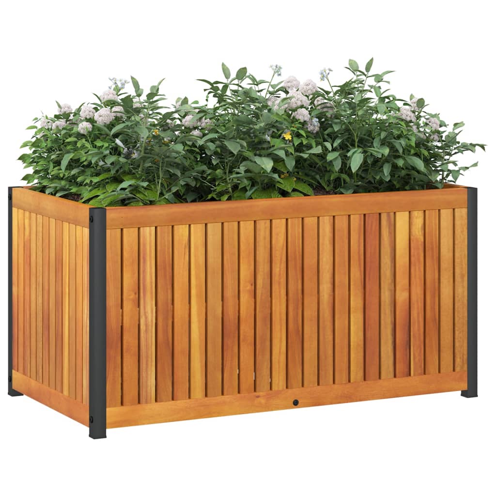 Fioriera da Giardino 85x45x44 cm in Legno Acacia e Acciaio | homemem39