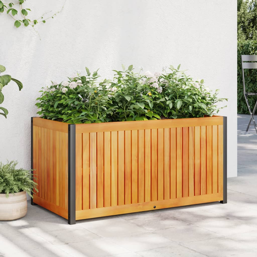 Fioriera da Giardino 85x45x44 cm in Legno Acacia e Acciaio | homemem39
